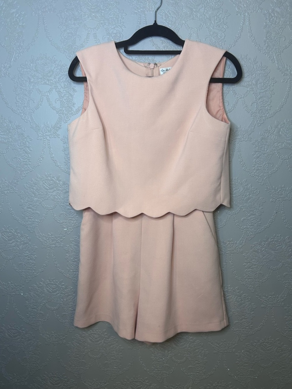 Vintage Blush Pink Scallop-Hem Sleeveless Mini Mrs Selfridge